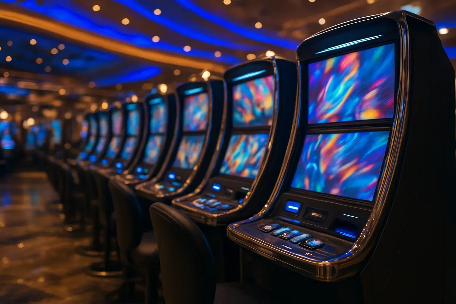 Premium Philippine casino slots floor at night inside Manila resort